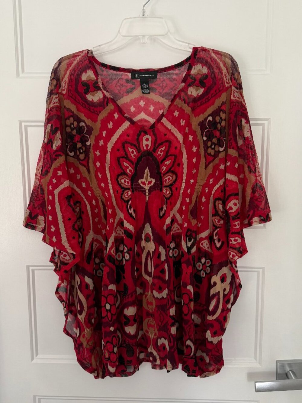INC - Sheer pattern tunic with butterfly sleeves - L
